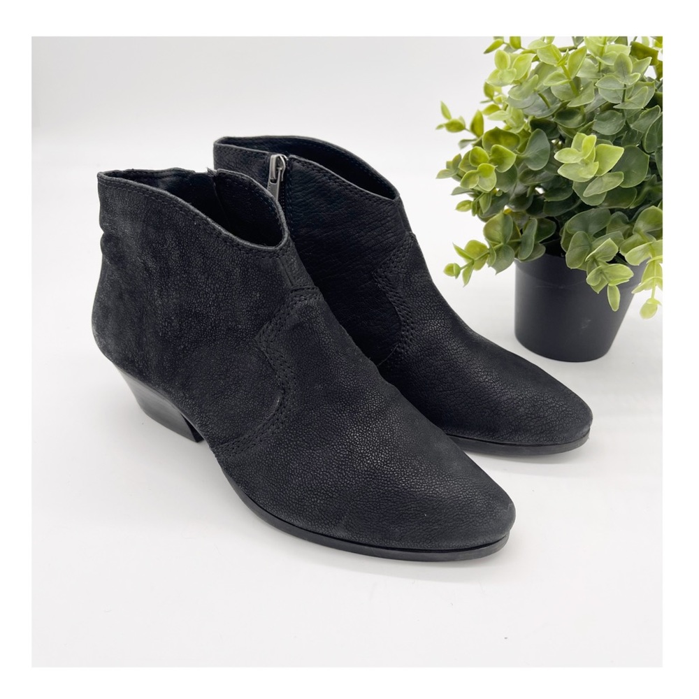 VINCE CAMUTO Cider Black Leather Western Style Ankle Boot